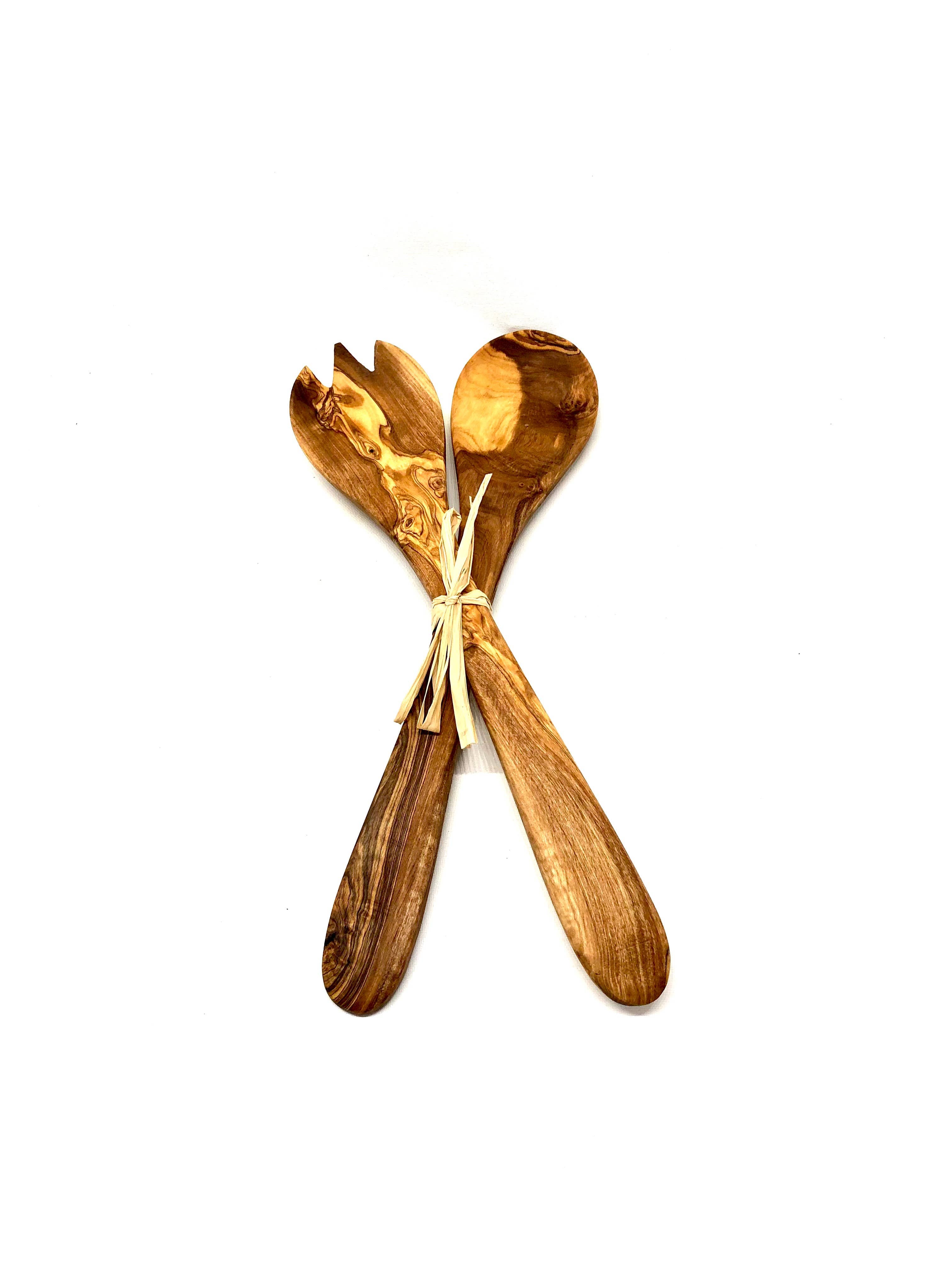 Olive Wood Salad Servers – 2 Piece Set, 30 cm