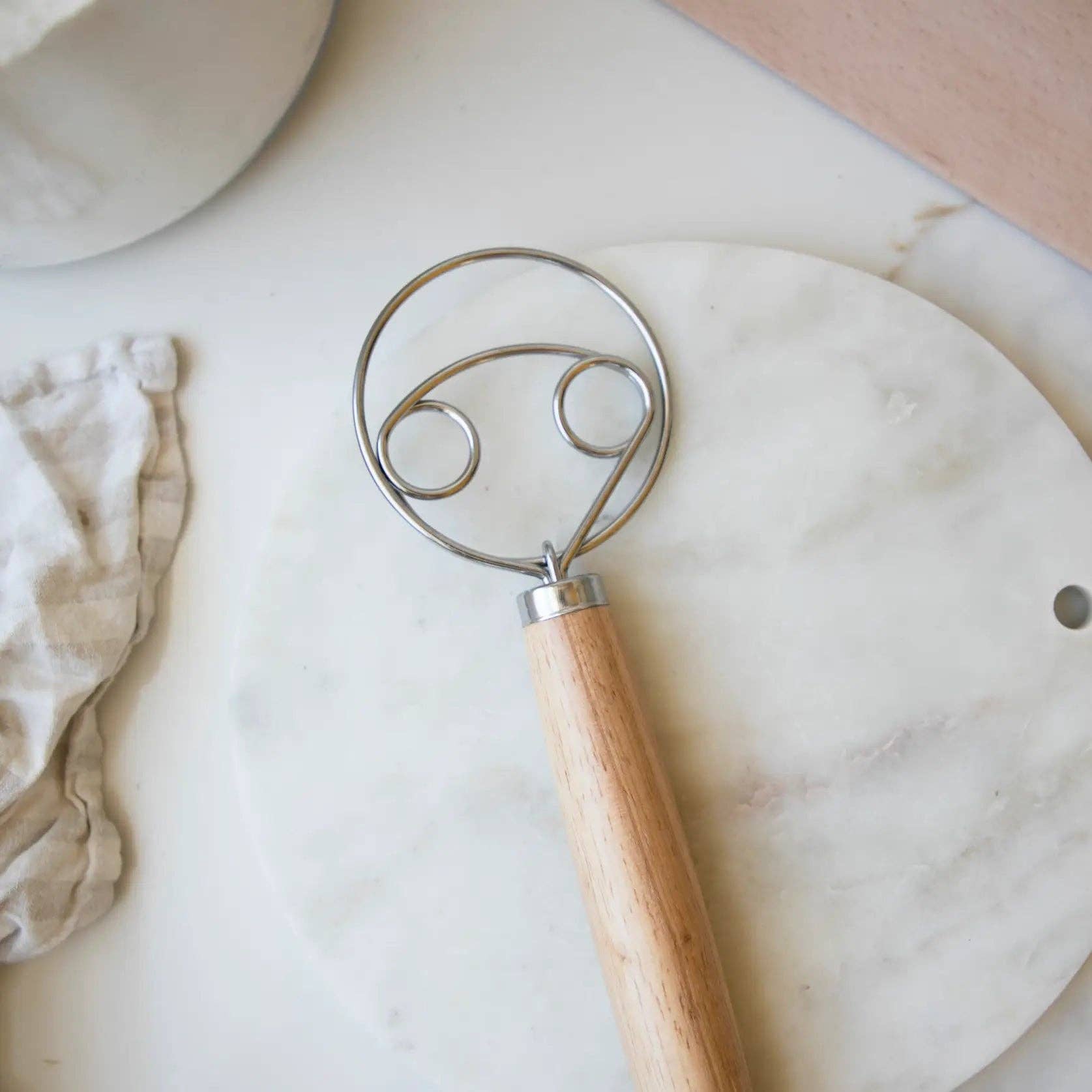 Dough Whisk with Wooden Handle