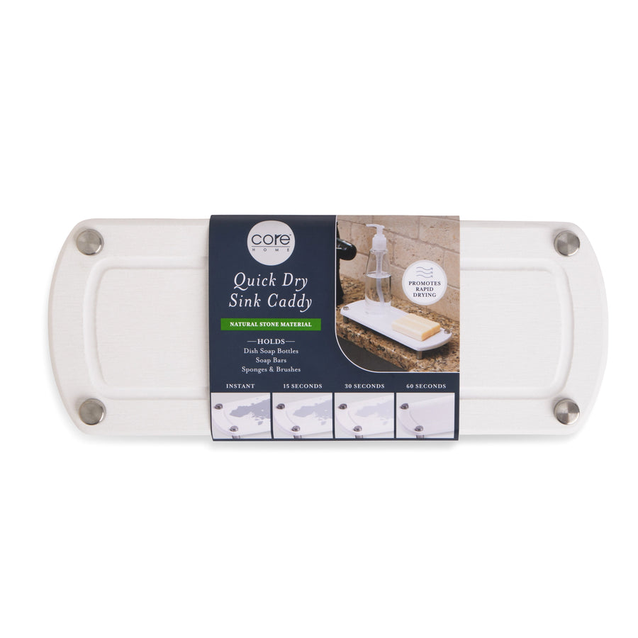 Core Home Diatomite Quick-Dry Sink Caddy – Natural Stone Organizer