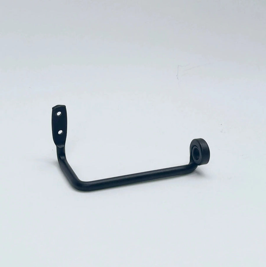Black metal bracket on a white background