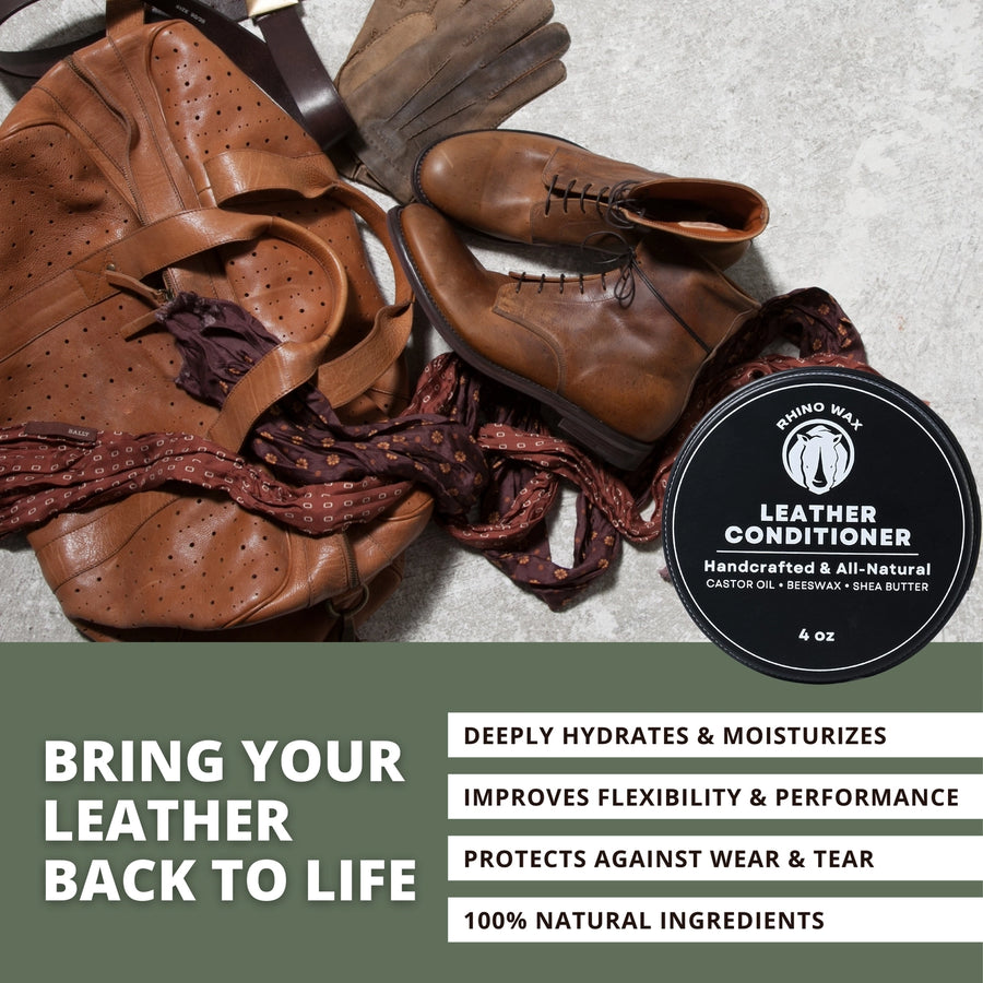 Rhino Wax Leather Conditioner – 4 oz Natural Leather Care