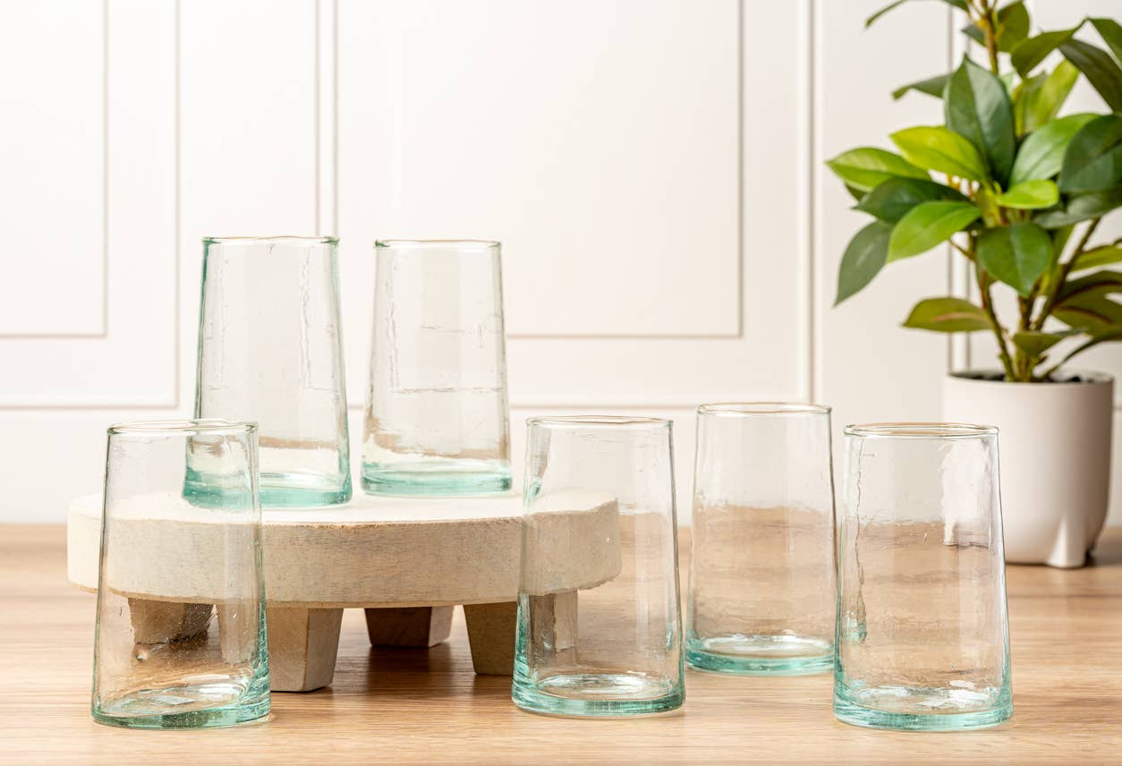 Verve Culture Moroccan Cone Glassware – Large Clear – Set of 6